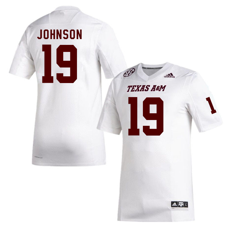 Men #19 Jake Johnson Texas A&M Aggies College Football Jerseys Stitched Sale-White